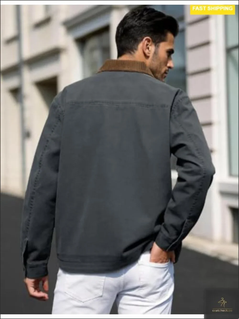 Men's Lightweight Full Zip Casual Work Barn Jacket Windbreaker Polyester